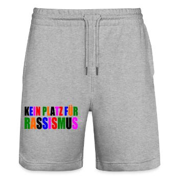 kein platz für rassismus - Stanley/Stella Unisex Bio Joggingshorts Trainer  - Grau meliert - Vorne - Nik (191cm) & Marisol (170cm)