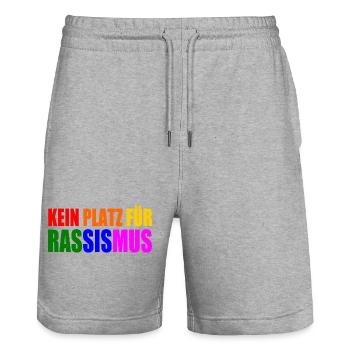 kein platz für rassismus - Stanley/Stella Unisex Bio Joggingshorts Trainer  - Grau meliert - Vorne - Nik (191cm) & Marisol (170cm)