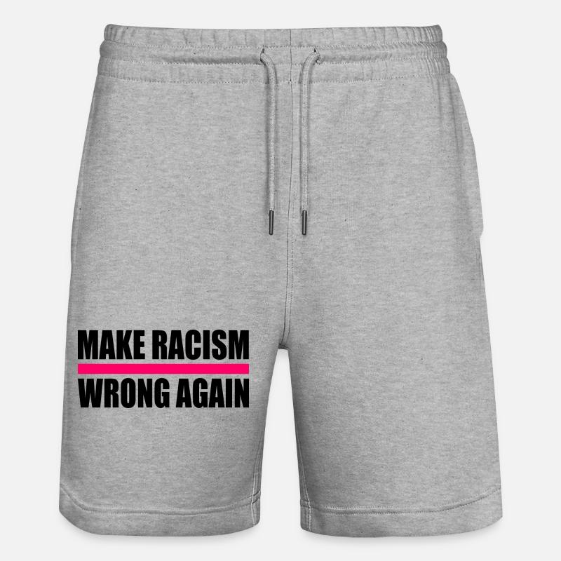 make racism wrong again - Stanley/Stella Unisex Bio Joggingshorts Trainer  - Grau meliert