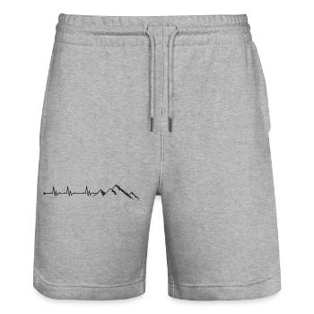 Herzschlag Berg - Stanley/Stella Unisex Bio Joggingshorts Trainer  - Grau meliert - Vorne - Nik (191cm) & Marisol (170cm)