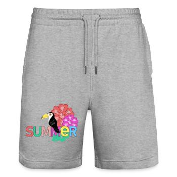 SUMMER TUCAN - Stanley/Stella Unisex Bio Joggingshorts Trainer  - Grau meliert - Vorne - Nik (191cm) & Marisol (170cm)