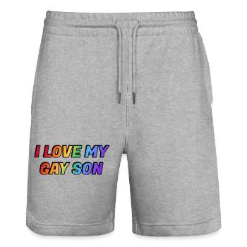Ich liebe meinen schwulen Sohn - Stanley/Stella Unisex Bio Joggingshorts Trainer  - Grau meliert - Vorne - Nik (191cm) & Marisol (170cm)