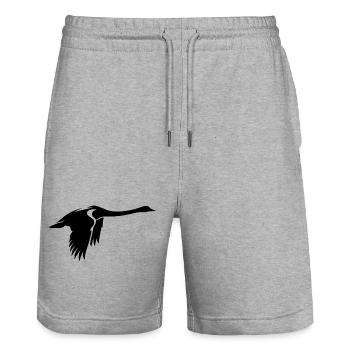 Cygne volant élégant - Short de jogging bio TRAINER Stanley/Stella unisexe - gris chiné - Devant - Nik (191cm) & Marisol (170cm)