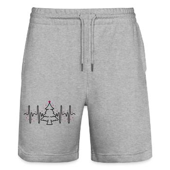 Battement de coeur de Noël ECG étoiles Sapin de Noël - Short de jogging bio TRAINER Stanley/Stella unisexe - gris chiné - Devant - Nik (191cm) & Marisol (170cm)