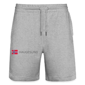 Norway Flag - Haugesund - Norge - Norwegen - Stanley/Stella Trainer Unisex Organic Jogging Shorts - heather grey - Front - Nik (191cm) & Marisol (170cm)