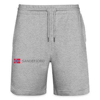 Norway Flag - Sandefjord - Norge - Norwegen - Stanley/Stella Trainer Unisex Organic Jogging Shorts - heather grey - Front - Nik (191cm) & Marisol (170cm)