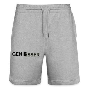 Genießer - Stanley/Stella Unisex Bio Joggingshorts Trainer  - Grau meliert - Vorne - Nik (191cm) & Marisol (170cm)