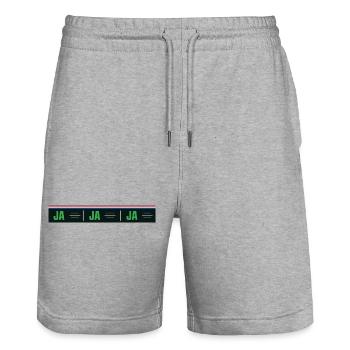 Brievenbus sticker Ja Ja  - Short de jogging bio TRAINER Stanley/Stella unisexe - gris chiné - Devant - Nik (191cm) & Marisol (170cm)