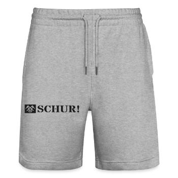 Schur meint guten Tag Hallo auf Siegerländer Platt - Stanley/Stella Unisex Bio Joggingshorts Trainer  - Grau meliert - Vorne - Nik (191cm) & Marisol (170cm)