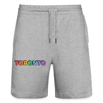 Toronto City in Regenbogenbuchstaben - Stanley/Stella Unisex Bio Joggingshorts Trainer  - Grau meliert - Vorne - Nik (191cm) & Marisol (170cm)