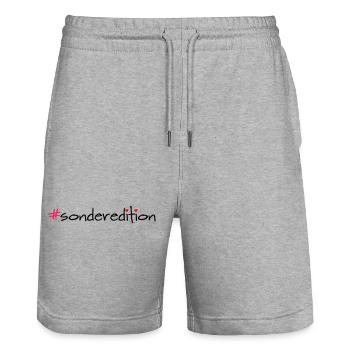 Special Edition Hashtag Saying Shirt - Stanley/Stella Trainer Unisex Organic Jogging Shorts - heather grey - Front - Nik (191cm) & Marisol (170cm)
