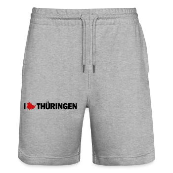I love Thüringen - Stanley/Stella Unisex Bio Joggingshorts Trainer  - Grau meliert - Vorne - Nik (191cm) & Marisol (170cm)