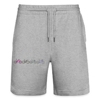 Lebendige Fahrradparade - Stanley/Stella Unisex Bio Joggingshorts Trainer  - Grau meliert - Vorne - Nik (191cm) & Marisol (170cm)