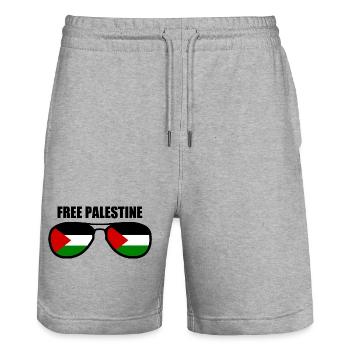 Free palestine - Stanley/Stella Unisex Bio Joggingshorts Trainer  - Grau meliert - Vorne - Nik (191cm) & Marisol (170cm)