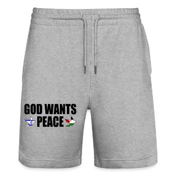 God wants peace for israel free palestine - Short de jogging bio TRAINER Stanley/Stella unisexe - gris chiné - Devant - Nik (191cm) & Marisol (170cm)