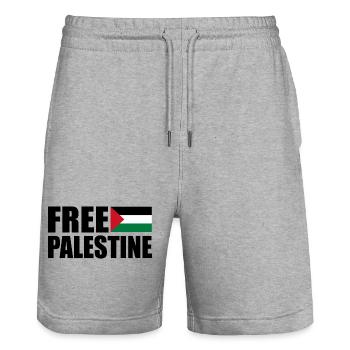 Free palestine - Short de jogging bio TRAINER Stanley/Stella unisexe - gris chiné - Devant - Nik (191cm) & Marisol (170cm)