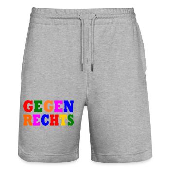 Gegen rechts - Stanley/Stella Unisex Bio Joggingshorts Trainer  - Grau meliert - Vorne - Nik (191cm) & Marisol (170cm)