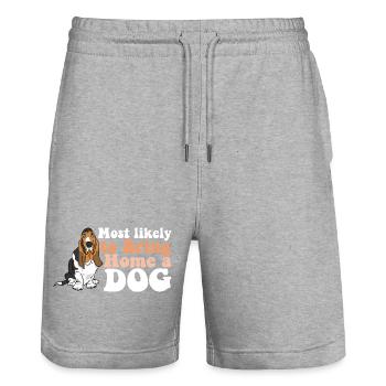Dog Mom Dad Most Likely To Bring Home A I Love - Stanley/Stella Trainer Unisex Organic Jogging Shorts - heather grey - Front - Nik (191cm) & Marisol (170cm)