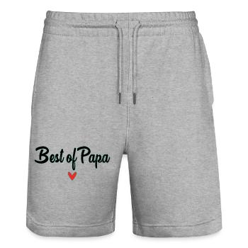 PAPA. VATERTAG. FROHER VATERTAG. ALLES GUTE ZUM GEBURTSTAG. - Stanley/Stella Unisex Bio Joggingshorts Trainer  - Grau meliert - Vorne - Nik (191cm) & Marisol (170cm)
