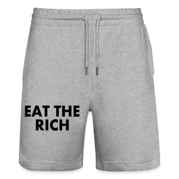 Eat the rich - Stanley/Stella Trainer Unisex Organic Jogging Shorts - heather grey - Front - Nik (191cm) & Marisol (170cm)