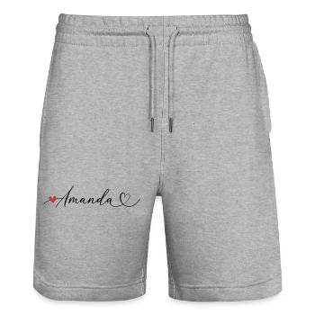 Amanda Name Vorname Kalligrafieherz - Stanley/Stella Unisex Bio Joggingshorts Trainer  - Grau meliert - Vorne - Nik (191cm) & Marisol (170cm)