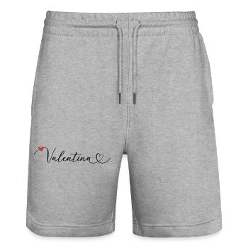 Valentina Name Vorname Kalligrafieherz - Stanley/Stella Unisex Bio Joggingshorts Trainer  - Grau meliert - Vorne - Nik (191cm) & Marisol (170cm)