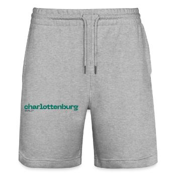 Charlottenburg Berlin - Simple, beautiful design - Stanley/Stella Trainer Unisex Organic Jogging Shorts - heather grey - Front - Nik (191cm) & Marisol (170cm)