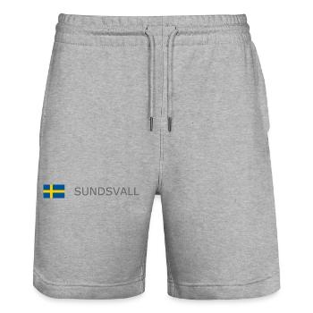 Sweden Flag - Sundsvall - Sverige - Schweden - Stanley/Stella Unisex Bio Joggingshorts Trainer  - Grau meliert - Vorne - Nik (191cm) & Marisol (170cm)