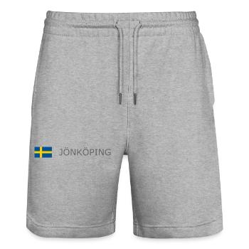 Sweden Flag - Jönköping - Sverige - Schweden - Stanley/Stella Trainer Unisex Organic Jogging Shorts - heather grey - Front - Nik (191cm) & Marisol (170cm)