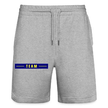 Team Strich - Stanley/Stella Unisex Bio Joggingshorts Trainer  - Grau meliert - Vorne - Nik (191cm) & Marisol (170cm)