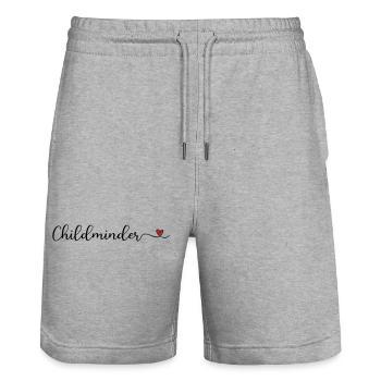 Tagesmutter - Childminder - Stanley/Stella Unisex Bio Joggingshorts Trainer  - Grau meliert - Vorne - Nik (191cm) & Marisol (170cm)