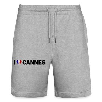 I love Cannes France - Stanley/Stella Trainer Unisex Organic Jogging Shorts - heather grey - Front - Nik (191cm) & Marisol (170cm)