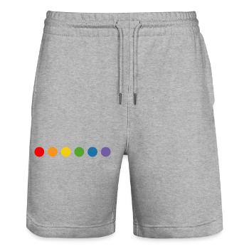 rainbow balls LGBT lgbtqi queer lgbt csd tshirt - Stanley/Stella Unisex Bio Joggingshorts Trainer  - Grau meliert - Vorne - Nik (191cm) & Marisol (170cm)
