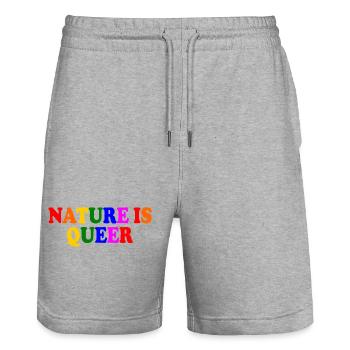 Nature is queer - Stanley/Stella Unisex Bio Joggingshorts Trainer  - Grau meliert - Vorne - Nik (191cm) & Marisol (170cm)