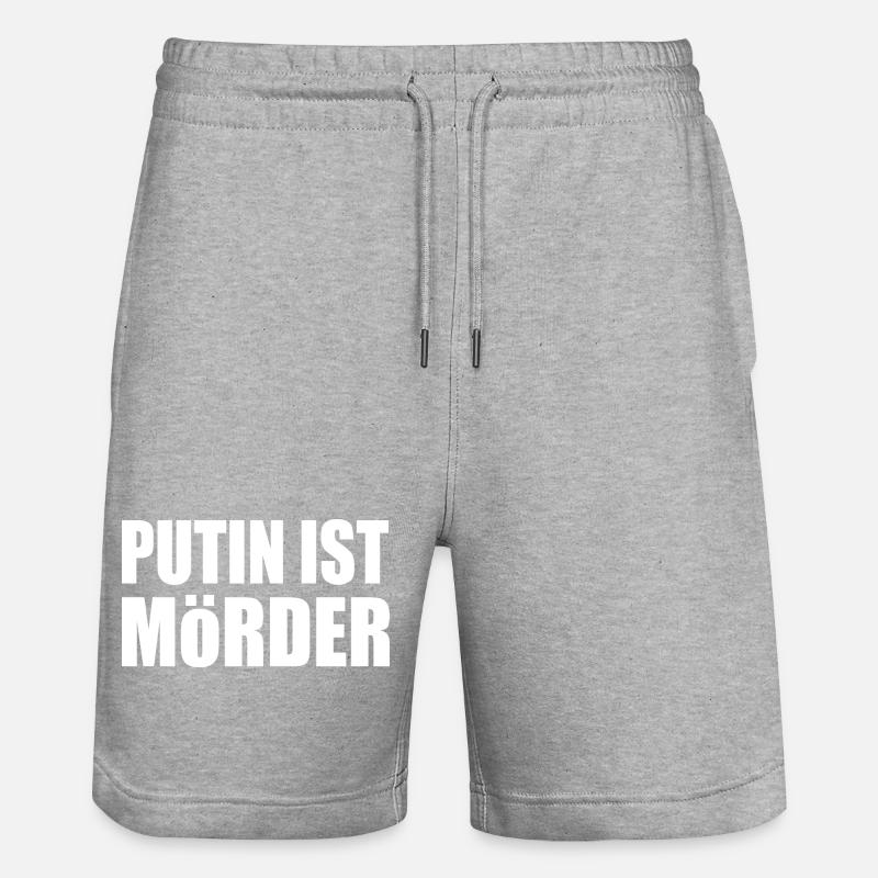 Putin is murderous - Stanley/Stella Trainer Unisex Organic Jogging Shorts - heather grey