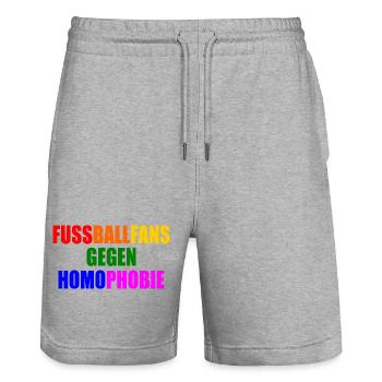 fans gegen homophobie - Stanley/Stella Unisex Bio Joggingshorts Trainer  - Grau meliert - Vorne - Nik (191cm) & Marisol (170cm)