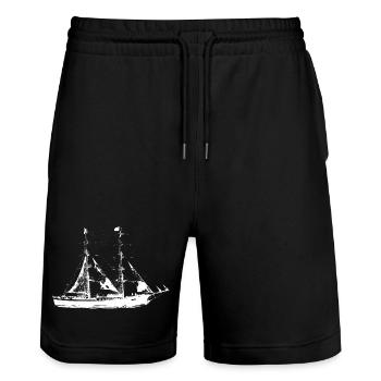Voilier - Short de jogging bio TRAINER Stanley/Stella unisexe - noir - Devant - Nik (191cm) & Marisol (170cm)