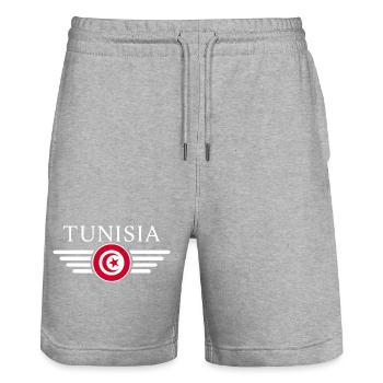 Tunisia Style Design T-Shirt - Stanley/Stella Trainer Unisex Organic Jogging Shorts - heather grey - Front - Nik (191cm) & Marisol (170cm)