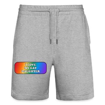 Ich liebe meine schwule Tochter - Stanley/Stella Unisex Bio Joggingshorts Trainer  - Grau meliert - Vorne - Nik (191cm) & Marisol (170cm)