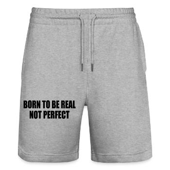born to be real not perfect - Short de jogging bio TRAINER Stanley/Stella unisexe - gris chiné - Devant - Nik (191cm) & Marisol (170cm)