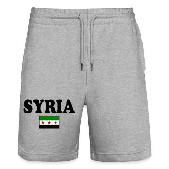 Drapeau de la Syrie - Short de jogging bio TRAINER Stanley/Stella unisexe - gris chiné - Devant - Nik (191cm) & Marisol (170cm)