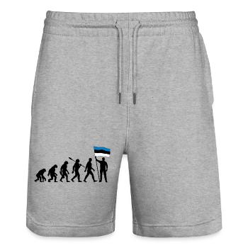 Estland - Evolution - Flagge - Nation - Stanley/Stella Unisex Bio Joggingshorts Trainer  - Grau meliert - Vorne - Nik (191cm) & Marisol (170cm)