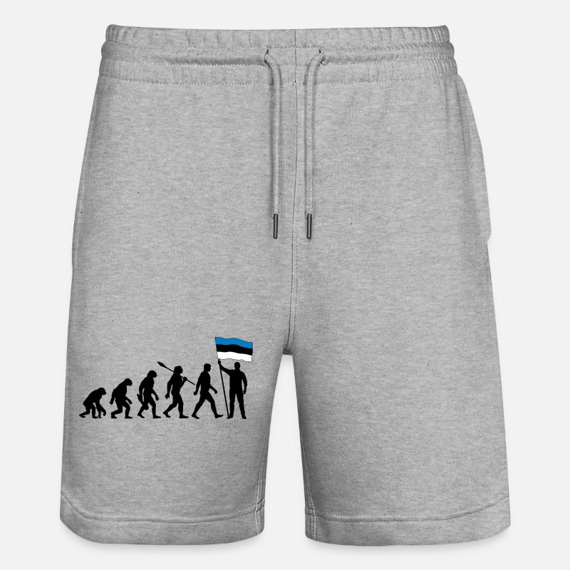 Estland - Evolution - Flagge - Nation - Stanley/Stella Unisex Bio Joggingshorts Trainer  - Grau meliert