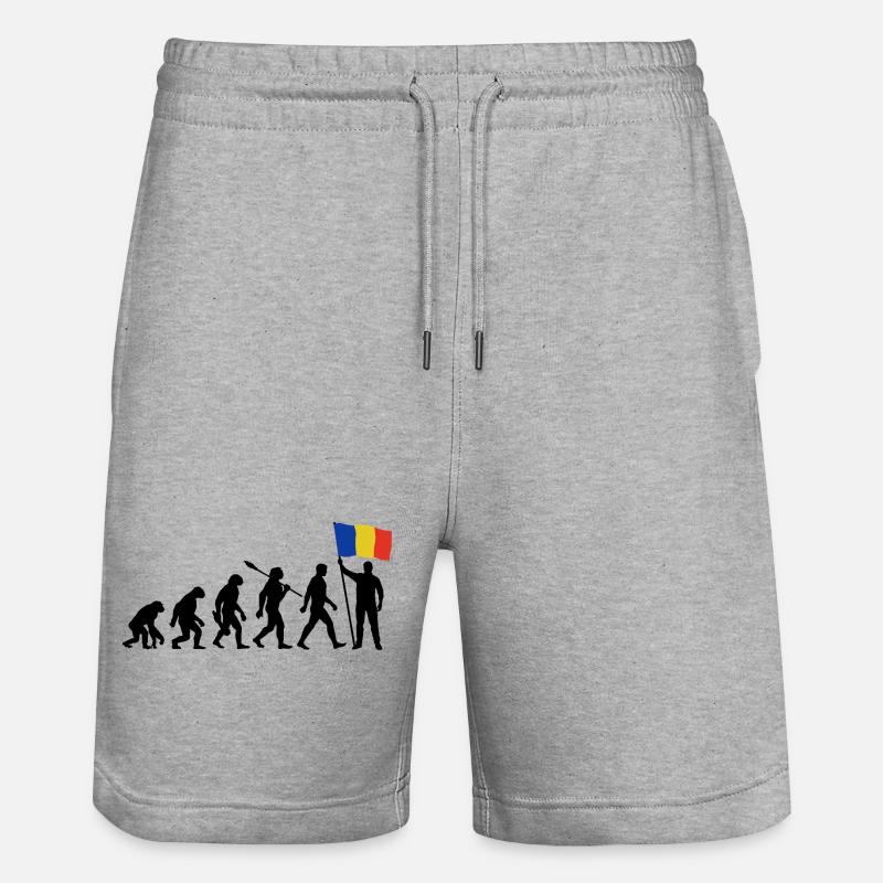 Rumänien - Evolution - Flagge - Nation - Stanley/Stella Unisex Bio Joggingshorts Trainer  - Grau meliert