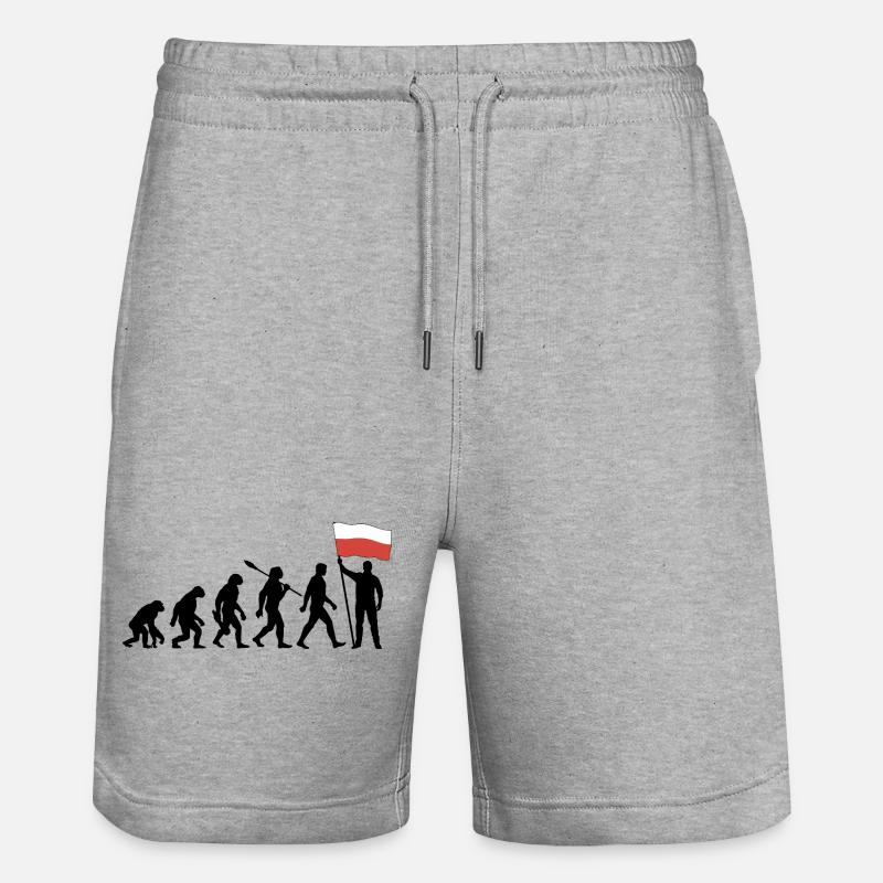 Polen - Evolution - Flagge - Nation - Stanley/Stella Unisex Bio Joggingshorts Trainer  - Grau meliert