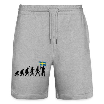 Schweden - Evolution - Flagge - Nation - Stanley/Stella Unisex Bio Joggingshorts Trainer  - Grau meliert - Vorne - Nik (191cm) & Marisol (170cm)