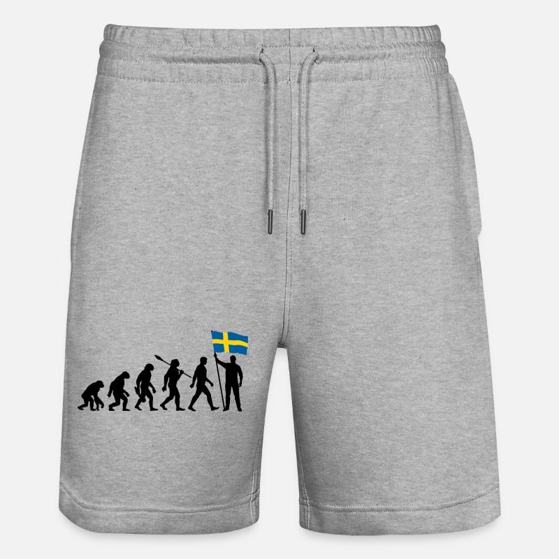Suède - Evolution - Drapeau - Nation - Short de jogging bio TRAINER Stanley/Stella unisexe - gris chiné