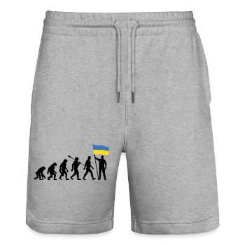 Ukraine - Evolution - Flagge - Nation - Stanley/Stella Unisex Bio Joggingshorts Trainer  - Grau meliert - Vorne - Nik (191cm) & Marisol (170cm)