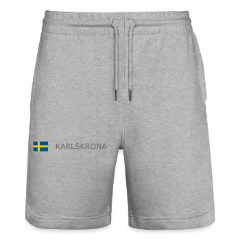 Drapeau de la Suède - Karlskrona - Sverige - Schweden - Short de jogging bio TRAINER Stanley/Stella unisexe - gris chiné - Devant - Nik (191cm) & Marisol (170cm)