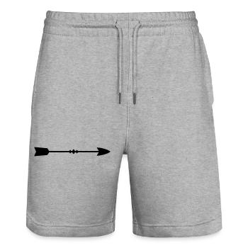 Pfeil - Stanley/Stella Unisex Bio Joggingshorts Trainer  - Grau meliert - Vorne - Nik (191cm) & Marisol (170cm)